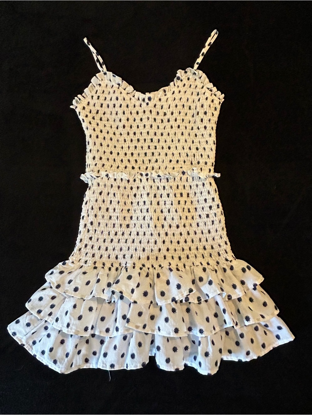 White Polka Dot Tiered Ruffle Sundress